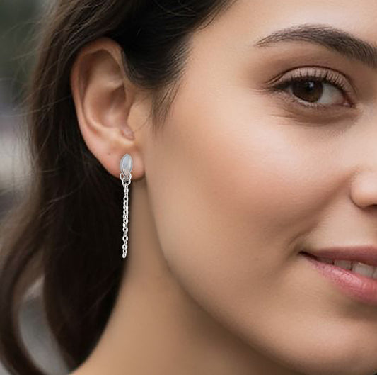 925 Sterling Silver Moonstone Earrings for Women | Rainbow White Gemstone Jewelry | Wedding & Gift Jewelry