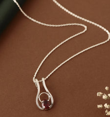 925 Silver Amethyst Pendant with 18" Chain for Women | Purple Crystal Jewelry | Meditation & Healing