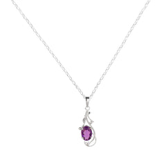 925 Sterling Silver Amethyst Pendant with 18" Chain for Women | Elegant Purple Gem Jewelry | Party & Office Wear