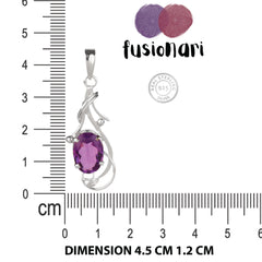 925 Sterling Silver Amethyst Pendant with 18" Chain for Women | Elegant Purple Gem Jewelry | Party & Office Wear
