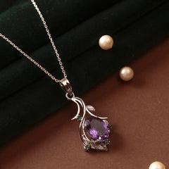925 Sterling Silver Amethyst Pendant chain for Women | Authentic Silver Jewelry | Handcrafted Elegant Gift