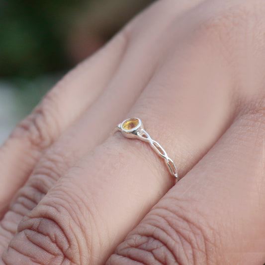 925 Sterling Silver Citrine Ring for Women | Yellow Crystal Jewelry | Abundance & Positivity Stone