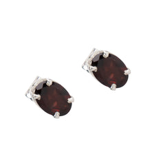 925 Silver Garnet Stud Earrings – Elegant 10mm Round Design for Women & Girls