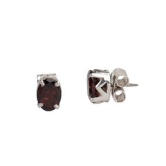 925 Silver Garnet Stud Earrings – Elegant 10mm Round Design for Women & Girls