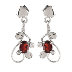 925 Sterling Silver Garnet Earrings for Women | Natural Healing Red Stone Jewelry | Elegant Party Wear