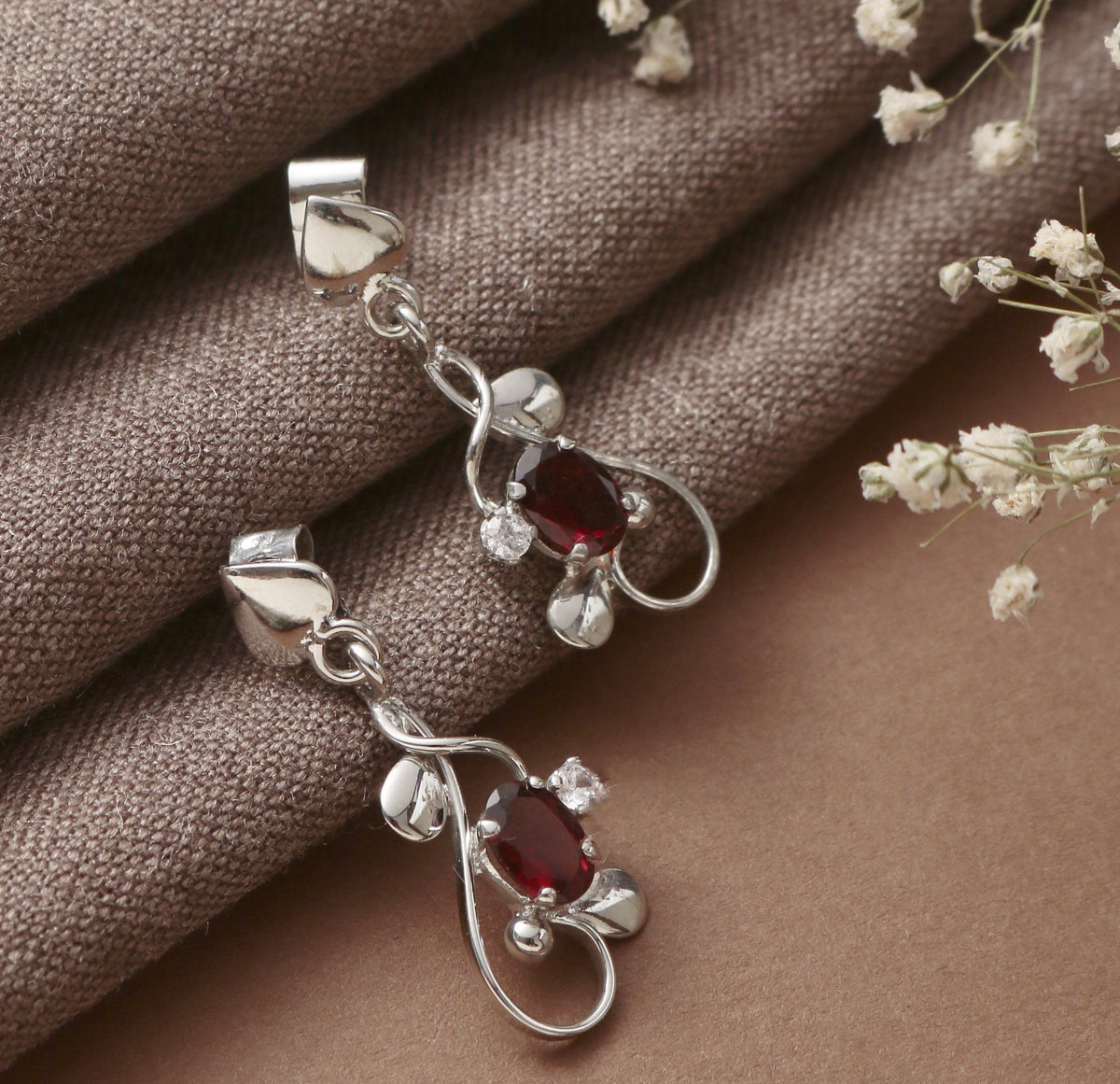 925 Sterling Silver Garnet Earrings for Women | Natural Healing Red Stone Jewelry | Elegant Party Wear