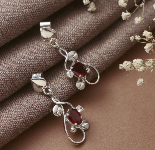 925 Sterling Silver Garnet Earrings for Women | Natural Healing Red Stone Jewelry | Elegant Party Wear