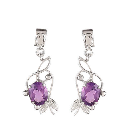 925 Sterling Silver Amethyst Earrings for Women | Purple Healing Gemstone Jewelry | Calm & Balance Crystal