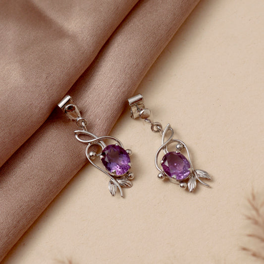 925 Sterling Silver Amethyst Earrings for Women | Purple Healing Gemstone Jewelry | Calm & Balance Crystal