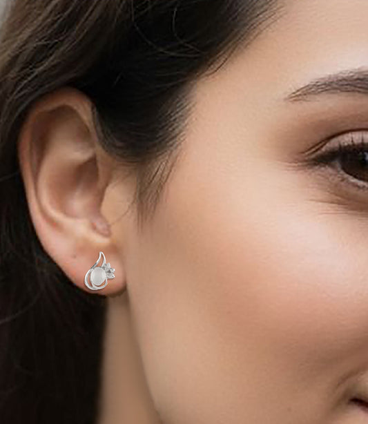 925 Sterling Silver Moonstone Earrings for Women | Elegant Bridal Jewelry | Shine & Glow Crystal