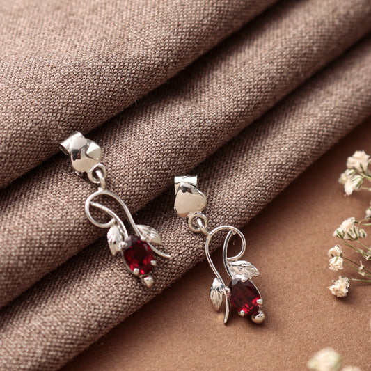 925 Sterling Silver Garnet Earrings for Women | January Birthstone Jewelry | Gift for Her