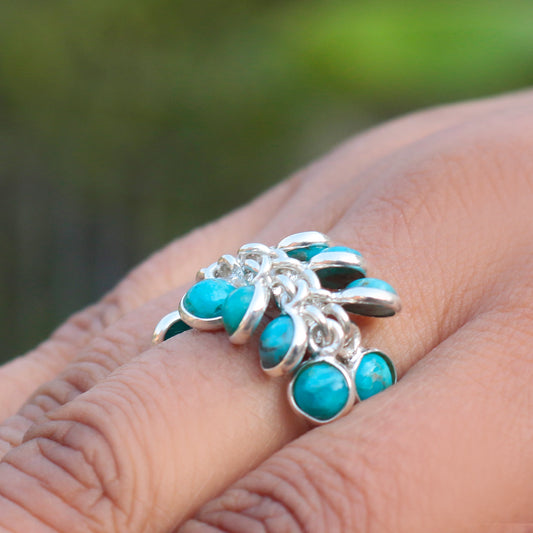 925 Sterling Silver Turquoise Ring for Women | Boho Blue Gemstone Jewelry | Travel & Casual Style