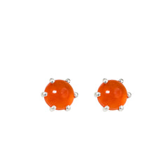 925 Silver Carnelian Stud Earrings – Elegant Round Design for Women & Girls