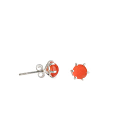 925 Silver Carnelian Stud Earrings – Elegant Round Design for Women & Girls