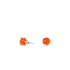 925 Silver Carnelian Stud Earrings – Elegant Round Design for Women & Girls