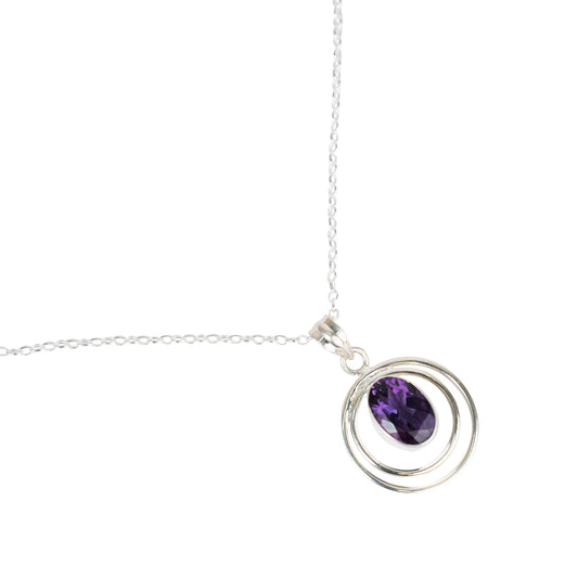 925 Silver Handcrafted Sterling Silver Pendant with Natural Amethyst Stone – Elegant and Unique Jewelry Piece