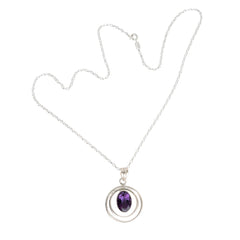 925 Silver Handcrafted Sterling Silver Pendant with Natural Amethyst Stone – Elegant and Unique Jewelry Piece