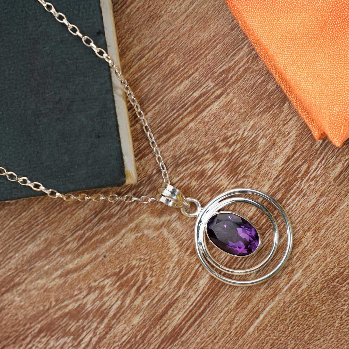 925 Silver Handcrafted Sterling Silver Pendant with Natural Amethyst Stone – Elegant and Unique Jewelry Piece