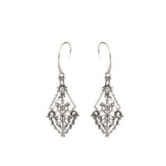 925 Elegant Vintage-Inspired Sterling Silver Dangle Earrings with Intricate Floral Design - Lightweight, Timeless Jewelry for Every Occasion