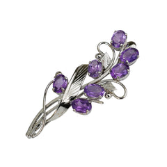 925 Silver Exquisite Amethyst Brooche - Handcrafted Sterling Silver with Stunning Purple Gemstone, Perfect for Adding Elegance to Any Outfit