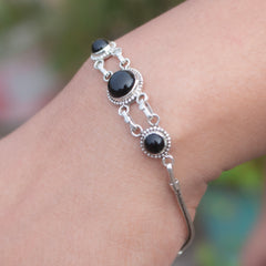 925 Sterling Silver Black Onyx Bracelet for Women |  Gemstone Bracelet | Handmade Silver Jewelry | Elegant Daily Wear Gift