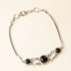 925 Sterling Silver Black Onyx Bracelet for Women |  Gemstone Bracelet | Handmade Silver Jewelry | Elegant Daily Wear Gift