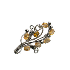 925 Silver Exquisite Citrine Brooche - Handcrafted Sterling Silver with Stunning Yellow Gemstone, Perfect for Adding Elegance to Any Outfit