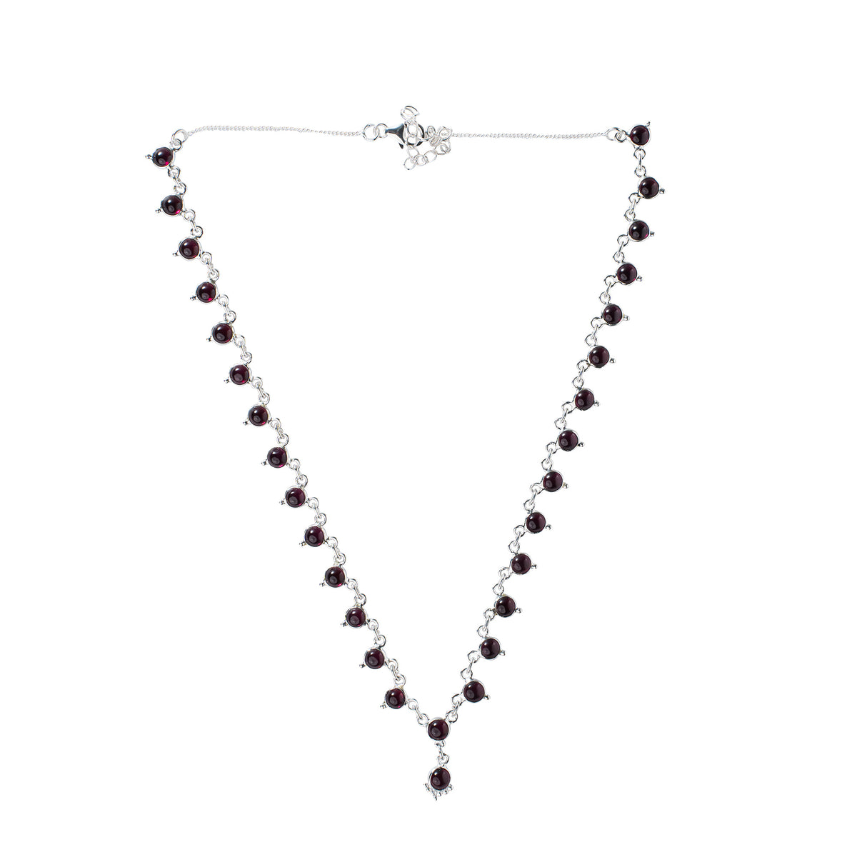 925 Siver Beautiful Handmade Garnet Necklace - Rich Red Gemstone Set in a Classic Silver Nacklace,Timeless Jewelry Gift