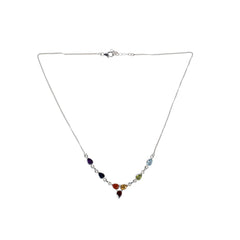 Handcrafted Chakra Stone Pendant Necklace - Balance Energy with Vibrant Healing Crystals in Sterling Silver, Perfect for Everyday Wear"