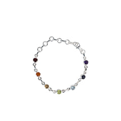 925 Silver Chakra Stone Bracelet – Natural Gemstones for Healing and Balance, Adjustable Sterling Silver