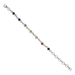 925 Silver Chakra Stone Bracelet – Natural Gemstones for Healing and Balance, Adjustable Sterling Silver