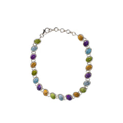 925 Silver Elegant Multistone Bracelet - Handcrafted Design with Vibrant Gemstones and Sterling Silver, Perfect for Stylish Everyday Wear