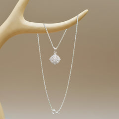 Fusionari 925 Sterling Silver White AD Zircon Pendant Necklace for Women with 18" Chain | Handmade Minimalist Jewelry | Elegant Sparkling Design | Size 2.1x1.4 cm | One Piece