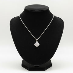 Fusionari 925 Sterling Silver White AD Zircon Pendant Necklace for Women with 18" Chain | Handmade Minimalist Jewelry | Elegant Sparkling Design | Size 2.1x1.4 cm | One Piece