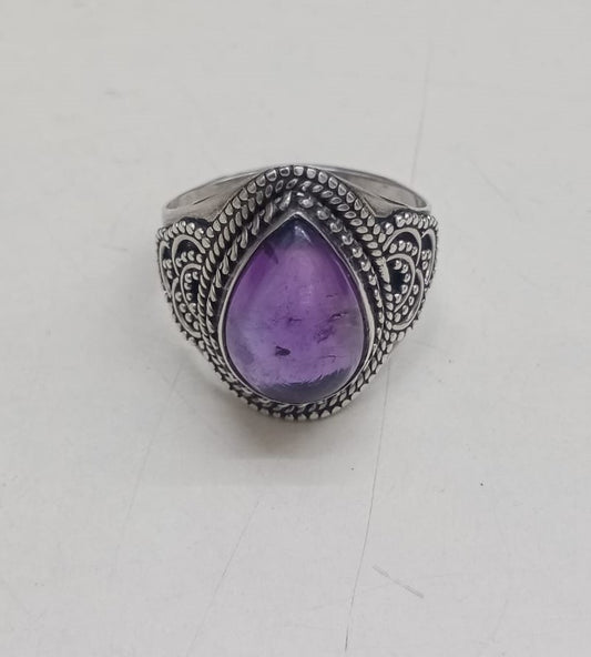 925 Silver Amethyst Ring Stunning Purple Crystal Sterling Silver Ring, Handmade Luxury Jewelry for Women & Gift Purpose