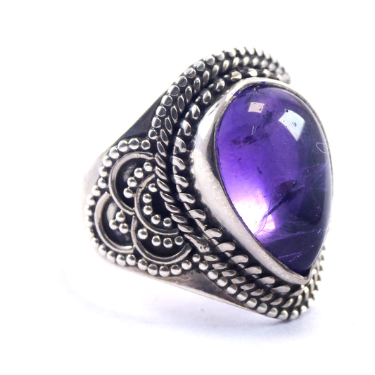 925 Silver Amethyst Ring Stunning Purple Crystal Sterling Silver Ring, Handmade Luxury Jewelry for Women & Gift Purpose