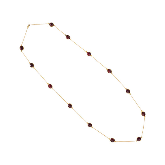 925 Gold-Plated Ruby Beaded Necklace – Long Elegant Chain for Layering or Statement Wear – Perfect Gift Jewelry