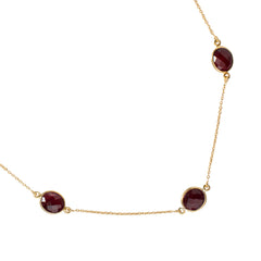 925 Gold-Plated Ruby Beaded Necklace – Long Elegant Chain for Layering or Statement Wear – Perfect Gift Jewelry