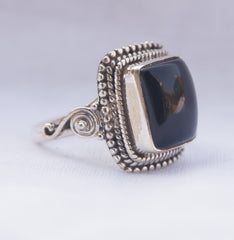 925 Silver Black Onyx Ring  Bold Black Gemstone Sterling Silver Jewelry, Handcrafted Designer Women’s Ring for Party & Everyday Wear