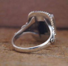 925 Silver Black Onyx Ring  Bold Black Gemstone Sterling Silver Jewelry, Handcrafted Designer Women’s Ring for Party & Everyday Wear