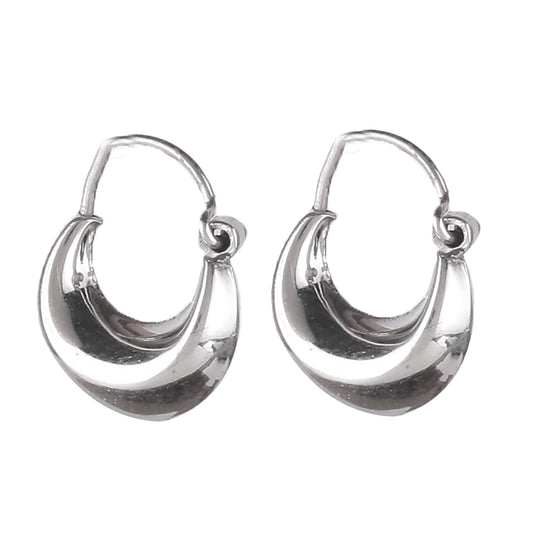 Fusionari 925 Sterling Silver Hoop Earrings for Women | Polished Silver Jewelry | Handcrafted Elegant Gift