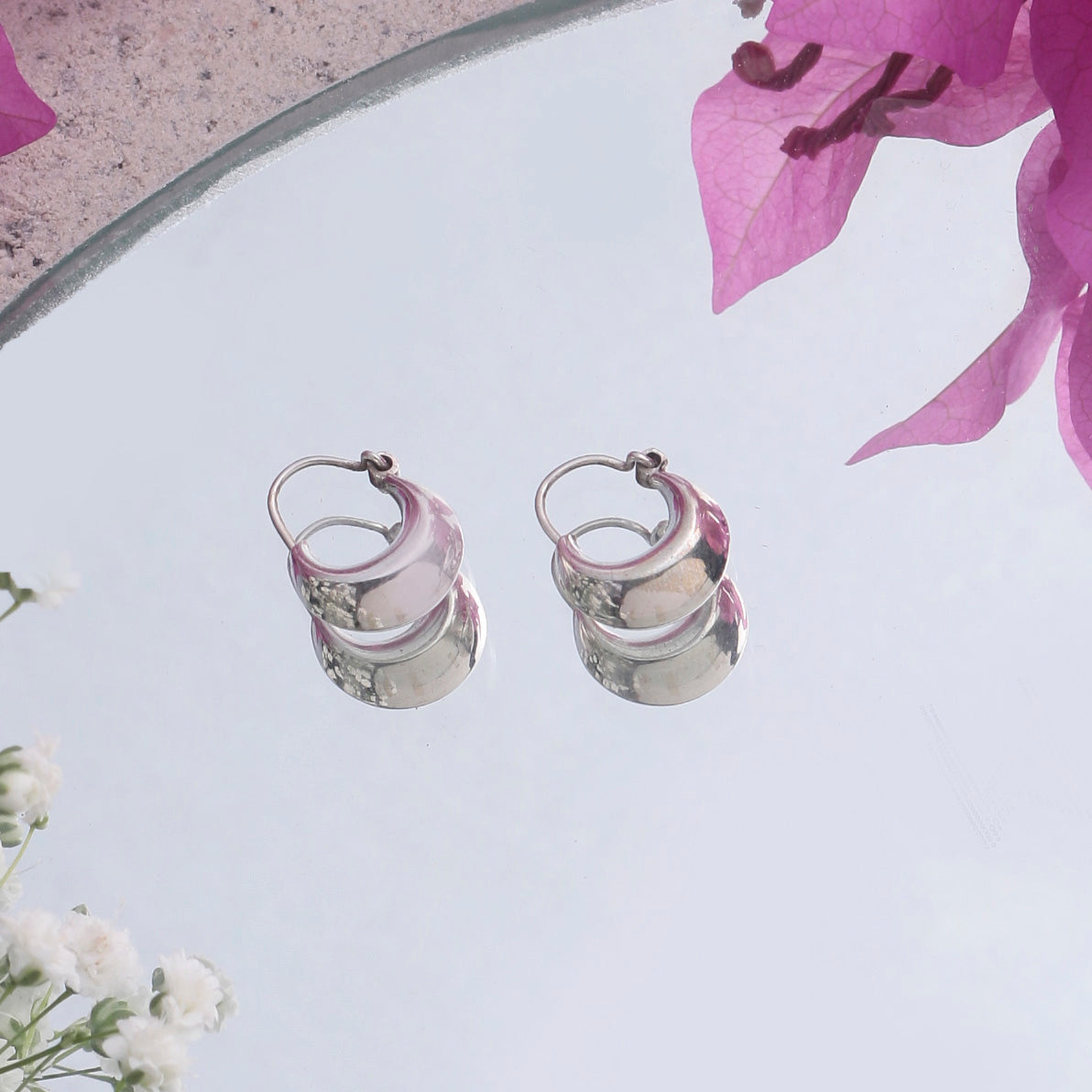 Fusionari 925 Sterling Silver Hoop Earrings for Women | Polished Silver Jewelry | Handcrafted Elegant Gift