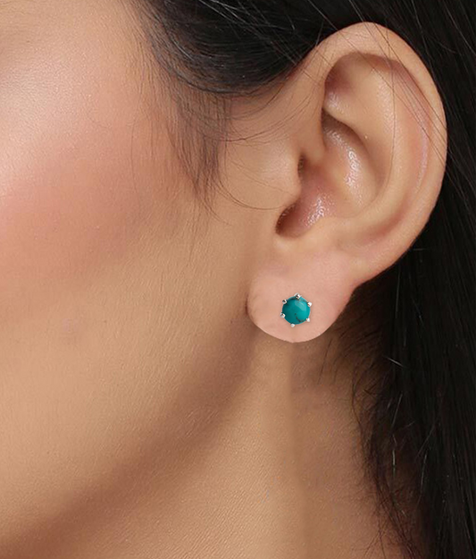 925 Silver Turquoise Gemstone Sterling Silver Eartops - Elegant Design, Lightweight, Perfect for Everyday Wear