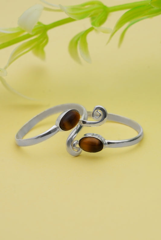 925 Sterling Silver Tiger EyeLapis Toe Rings