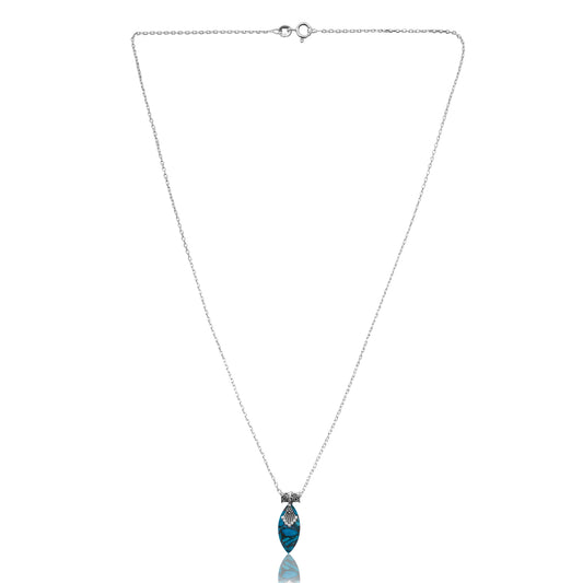 925 Sterling Silver Turquoise Pendant chain for Women | Authentic Silver Jewelry | Handcrafted Elegant Gift