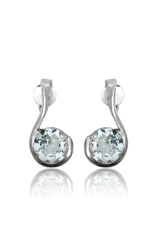 925 Sterling Silver Blue Topaz Earrings for Women | Authentic Silver Jewelry | Handcrafted Elegant Gift