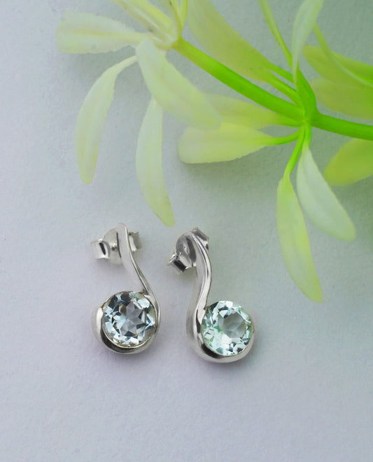 925 Sterling Silver Blue Topaz Earrings for Women | Authentic Silver Jewelry | Handcrafted Elegant Gift