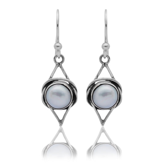925 Sterling Silver Pearl Earrings for Women | Authentic Silver Jewelry| Handcrafted Elegant Gift