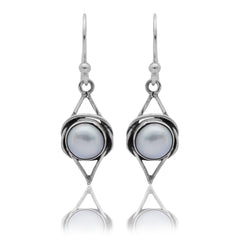 925 Sterling Silver Pearl Earrings for Women | Authentic Silver Jewelry| Handcrafted Elegant Gift