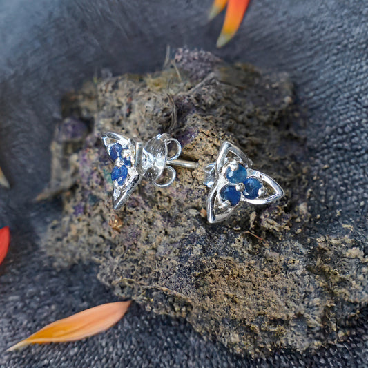 925 Silver Blue Sapphire Sterling Silver Eartops - Elegant Gemstone Jewelry, Timeless Design for Everyday Wear